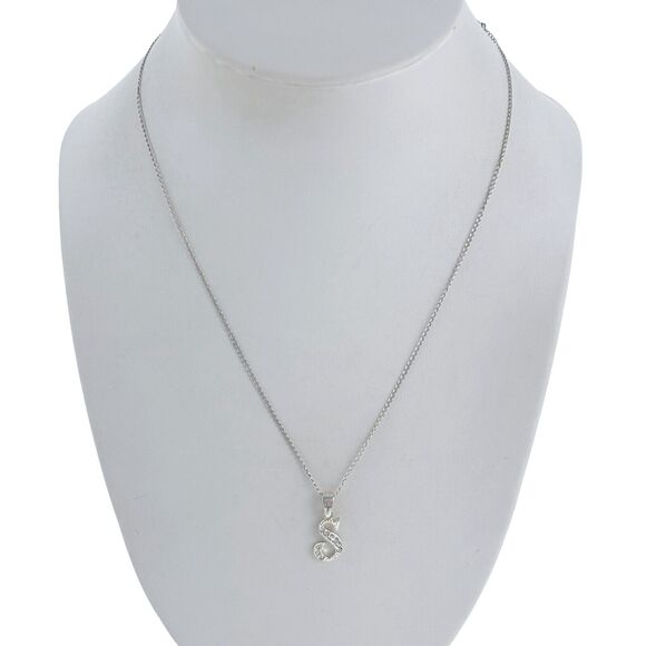 Cubic Zirconia "S" Pendant ONLY | Vintage SU Sterling Silver 925 - Picture 4 of 5